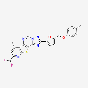 13-(difluoromethyl)-11-methyl-4-[5-[(4-methylphenoxy)methyl]furan-2-yl]-16-thia-3,5,6,8,14-pentazatetracyclo[7.7.0.02,6.010,15]hexadeca-1(9),2,4,7,10(15),11,13-heptaene