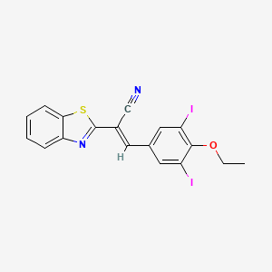 molecular formula C18H12I2N2OS B10899510 (2E)-2-(1,3-benzothiazol-2-yl)-3-(4-ethoxy-3,5-diiodophenyl)prop-2-enenitrile 