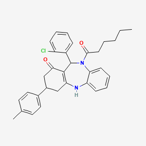 6-(2-chlorophenyl)-5-hexanoyl-9-(p-tolyl)-8,9,10,11-tetrahydro-6H-benzo[b][1,4]benzodiazepin-7-one