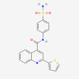 molecular formula C20H15N3O3S2 B10899567 N-(4-sulfamoylphenyl)-2-(thiophen-2-yl)quinoline-4-carboxamide 