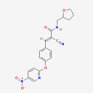 (2E)-2-cyano-3-{4-[(5-nitropyridin-2-yl)oxy]phenyl}-N-(tetrahydrofuran-2-ylmethyl)prop-2-enamide