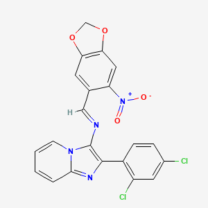 2-(2,4-dichlorophenyl)-N-[(E)-(6-nitro-1,3-benzodioxol-5-yl)methylidene]imidazo[1,2-a]pyridin-3-amine