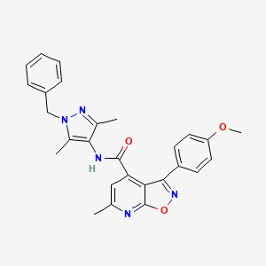 molecular formula C27H25N5O3 B10899636 N-(1-benzyl-3,5-dimethyl-1H-pyrazol-4-yl)-3-(4-methoxyphenyl)-6-methyl[1,2]oxazolo[5,4-b]pyridine-4-carboxamide 