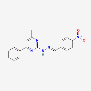 molecular formula C19H17N5O2 B10899650 4-methyl-2-{(2E)-2-[1-(4-nitrophenyl)ethylidene]hydrazinyl}-6-phenylpyrimidine 