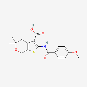 2-[(4-methoxybenzoyl)amino]-5,5-dimethyl-4,7-dihydro-5H-thieno[2,3-c]pyran-3-carboxylic acid