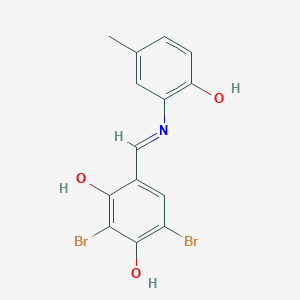 molecular formula C14H11Br2NO3 B10899677 2,4-dibromo-6-{(E)-[(2-hydroxy-5-methylphenyl)imino]methyl}benzene-1,3-diol 