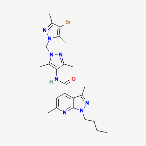 N-{1-[(4-bromo-3,5-dimethyl-1H-pyrazol-1-yl)methyl]-3,5-dimethyl-1H-pyrazol-4-yl}-1-butyl-3,6-dimethyl-1H-pyrazolo[3,4-b]pyridine-4-carboxamide