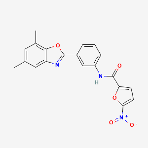 molecular formula C20H15N3O5 B10899734 N-[3-(5,7-dimethyl-1,3-benzoxazol-2-yl)phenyl]-5-nitrofuran-2-carboxamide 