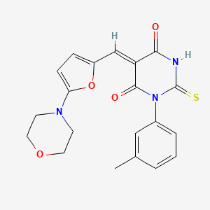 molecular formula C20H19N3O4S B10899740 (5Z)-1-(3-methylphenyl)-5-{[5-(morpholin-4-yl)furan-2-yl]methylidene}-2-thioxodihydropyrimidine-4,6(1H,5H)-dione 