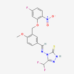 5-(difluoromethyl)-4-{[(E)-{3-[(5-fluoro-2-nitrophenoxy)methyl]-4-methoxyphenyl}methylidene]amino}-4H-1,2,4-triazole-3-thiol