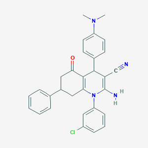 molecular formula C30H27ClN4O B10899789 2-Amino-1-(3-chlorophenyl)-4-[4-(dimethylamino)phenyl]-5-oxo-7-phenyl-1,4,5,6,7,8-hexahydro-3-quinolinecarbonitrile CAS No. 444926-65-2