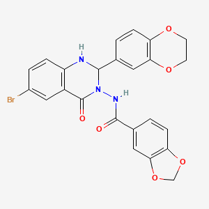 N-[6-bromo-2-(2,3-dihydro-1,4-benzodioxin-6-yl)-4-oxo-1,4-dihydroquinazolin-3(2H)-yl]-1,3-benzodioxole-5-carboxamide