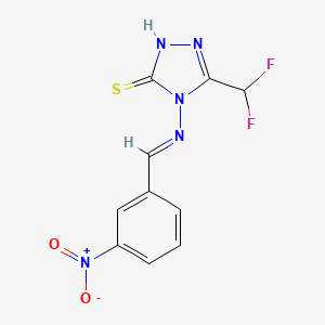 molecular formula C10H7F2N5O2S B10899815 5-(difluoromethyl)-4-{[(E)-(3-nitrophenyl)methylidene]amino}-4H-1,2,4-triazole-3-thiol 