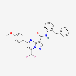 molecular formula C28H22F2N4O2 B10899842 N-(2-benzylphenyl)-7-(difluoromethyl)-5-(4-methoxyphenyl)pyrazolo[1,5-a]pyrimidine-3-carboxamide 