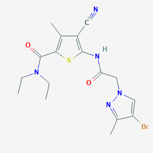 molecular formula C17H20BrN5O2S B10899881 5-{[(4-bromo-3-methyl-1H-pyrazol-1-yl)acetyl]amino}-4-cyano-N,N-diethyl-3-methylthiophene-2-carboxamide 