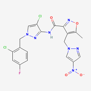 N-[4-chloro-1-(2-chloro-4-fluorobenzyl)-1H-pyrazol-3-yl]-5-methyl-4-[(4-nitro-1H-pyrazol-1-yl)methyl]-1,2-oxazole-3-carboxamide