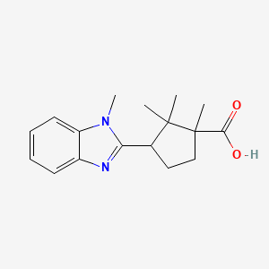 molecular formula C17H22N2O2 B10899901 Cyclopentanecarboxylic acid, 1,2,2-trimethyl-3-(1-methyl-1H-benzoimidazol-2-yl)- 