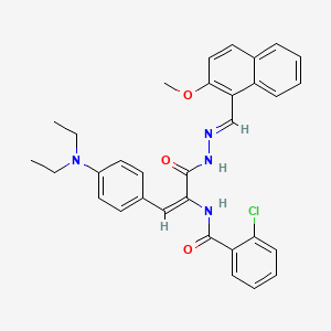 2-chloro-N-[(1E)-1-[4-(diethylamino)phenyl]-3-{(2E)-2-[(2-methoxynaphthalen-1-yl)methylidene]hydrazinyl}-3-oxoprop-1-en-2-yl]benzamide