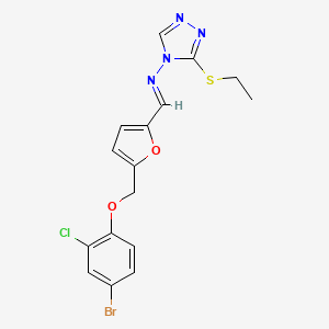 N-[(E)-{5-[(4-bromo-2-chlorophenoxy)methyl]furan-2-yl}methylidene]-3-(ethylsulfanyl)-4H-1,2,4-triazol-4-amine