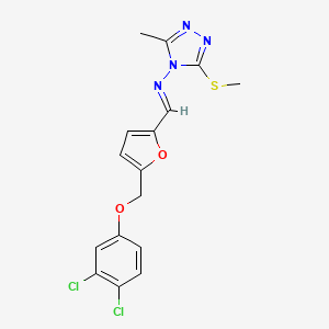 N-[(E)-{5-[(3,4-dichlorophenoxy)methyl]furan-2-yl}methylidene]-3-methyl-5-(methylsulfanyl)-4H-1,2,4-triazol-4-amine