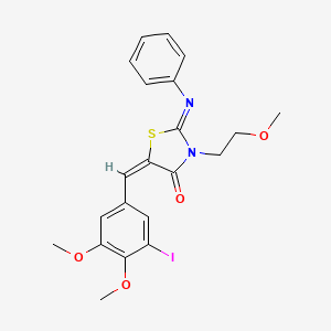 (2Z,5E)-5-(3-iodo-4,5-dimethoxybenzylidene)-3-(2-methoxyethyl)-2-(phenylimino)-1,3-thiazolidin-4-one