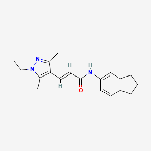 molecular formula C19H23N3O B10900012 (2E)-N-(2,3-dihydro-1H-inden-5-yl)-3-(1-ethyl-3,5-dimethyl-1H-pyrazol-4-yl)prop-2-enamide 