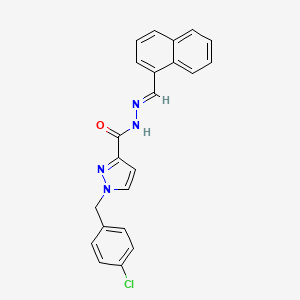 molecular formula C22H17ClN4O B10900013 1-(4-chlorobenzyl)-N'-[(E)-naphthalen-1-ylmethylidene]-1H-pyrazole-3-carbohydrazide 