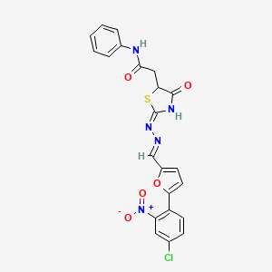 2-{(2E)-2-[(2E)-{[5-(4-chloro-2-nitrophenyl)furan-2-yl]methylidene}hydrazinylidene]-4-oxo-1,3-thiazolidin-5-yl}-N-phenylacetamide