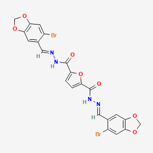 N'~2~,N'~5~-bis[(E)-(6-bromo-1,3-benzodioxol-5-yl)methylidene]furan-2,5-dicarbohydrazide