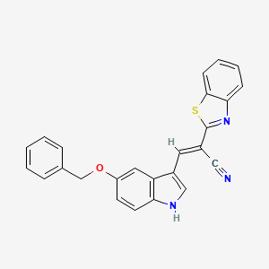 molecular formula C25H17N3OS B10900034 (2E)-2-(1,3-benzothiazol-2-yl)-3-[5-(benzyloxy)-1H-indol-3-yl]prop-2-enenitrile 