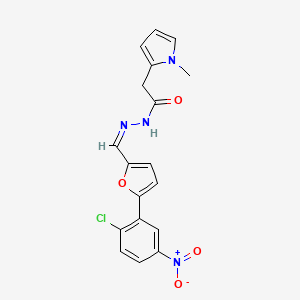 molecular formula C18H15ClN4O4 B10900067 N'-{(Z)-[5-(2-chloro-5-nitrophenyl)furan-2-yl]methylidene}-2-(1-methyl-1H-pyrrol-2-yl)acetohydrazide 