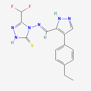 5-(difluoromethyl)-4-({(E)-[4-(4-ethylphenyl)-1H-pyrazol-3-yl]methylidene}amino)-4H-1,2,4-triazole-3-thiol