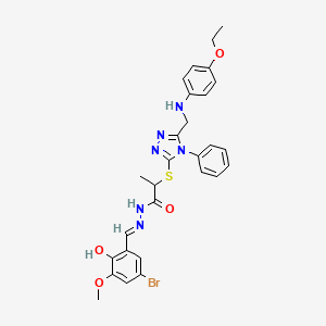 molecular formula C28H29BrN6O4S B10900098 N'-[(E)-(5-bromo-2-hydroxy-3-methoxyphenyl)methylidene]-2-[(5-{[(4-ethoxyphenyl)amino]methyl}-4-phenyl-4H-1,2,4-triazol-3-yl)sulfanyl]propanehydrazide 