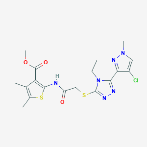 methyl 2-[({[5-(4-chloro-1-methyl-1H-pyrazol-3-yl)-4-ethyl-4H-1,2,4-triazol-3-yl]sulfanyl}acetyl)amino]-4,5-dimethylthiophene-3-carboxylate