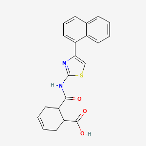 molecular formula C21H18N2O3S B10900109 6-{[4-(Naphthalen-1-yl)-1,3-thiazol-2-yl]carbamoyl}cyclohex-3-ene-1-carboxylic acid 