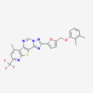 4-[5-[(2,3-dimethylphenoxy)methyl]furan-2-yl]-11-methyl-13-(trifluoromethyl)-16-thia-3,5,6,8,14-pentazatetracyclo[7.7.0.02,6.010,15]hexadeca-1(9),2,4,7,10(15),11,13-heptaene