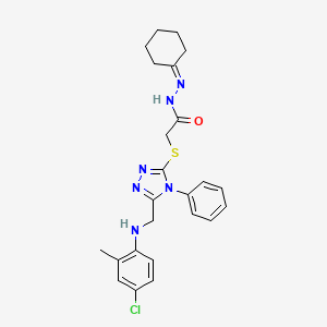 2-[(5-{[(4-chloro-2-methylphenyl)amino]methyl}-4-phenyl-4H-1,2,4-triazol-3-yl)sulfanyl]-N'-cyclohexylideneacetohydrazide