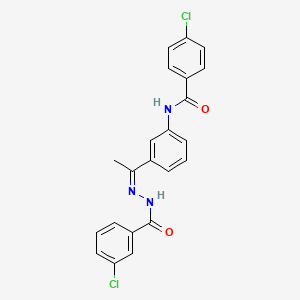 4-chloro-N-{3-[N-(3-chlorobenzoyl)ethanehydrazonoyl]phenyl}benzamide