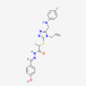 molecular formula C23H26N6O2S B10900145 2-{[4-allyl-5-(4-toluidinomethyl)-4H-1,2,4-triazol-3-yl]sulfanyl}-N'-(4-hydroxybenzylidene)propanohydrazide 