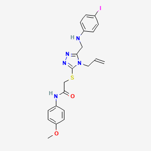 molecular formula C21H22IN5O2S B10900146 2-{[5-{[(4-iodophenyl)amino]methyl}-4-(prop-2-en-1-yl)-4H-1,2,4-triazol-3-yl]sulfanyl}-N-(4-methoxyphenyl)acetamide 