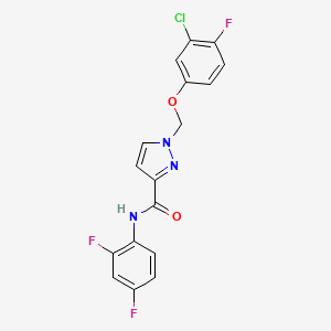 molecular formula C17H11ClF3N3O2 B10900172 1-[(3-chloro-4-fluorophenoxy)methyl]-N-(2,4-difluorophenyl)-1H-pyrazole-3-carboxamide 