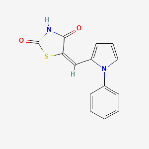 molecular formula C14H10N2O2S B10900185 (5E)-5-[(1-phenyl-1H-pyrrol-2-yl)methylidene]-1,3-thiazolidine-2,4-dione 