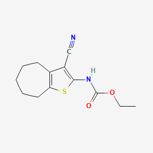 molecular formula C13H16N2O2S B10900188 ethyl N-(3-cyano-5,6,7,8-tetrahydro-4H-cyclohepta[b]thiophen-2-yl)carbamate 