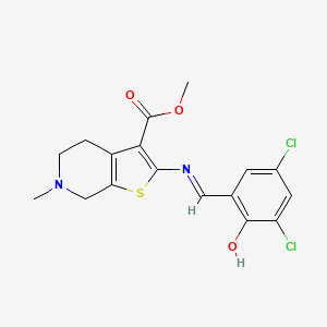 methyl 2-{[(E)-(3,5-dichloro-2-hydroxyphenyl)methylidene]amino}-6-methyl-4,5,6,7-tetrahydrothieno[2,3-c]pyridine-3-carboxylate