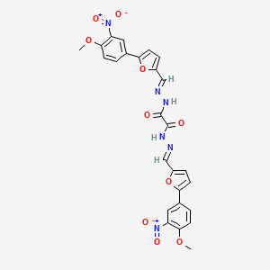 molecular formula C26H20N6O10 B10900206 N'~1~,N'~2~-bis{(E)-[5-(4-methoxy-3-nitrophenyl)furan-2-yl]methylidene}ethanedihydrazide 