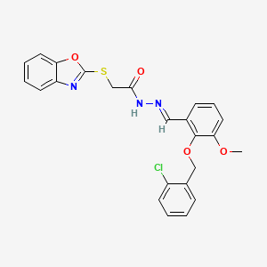 2-(1,3-benzoxazol-2-ylsulfanyl)-N'-[(E)-{2-[(2-chlorobenzyl)oxy]-3-methoxyphenyl}methylidene]acetohydrazide