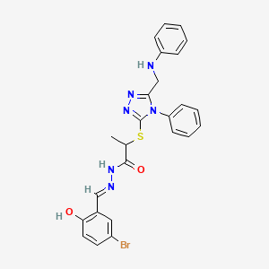 molecular formula C25H23BrN6O2S B10900260 N'-[(E)-(5-bromo-2-hydroxyphenyl)methylidene]-2-({4-phenyl-5-[(phenylamino)methyl]-4H-1,2,4-triazol-3-yl}sulfanyl)propanehydrazide 