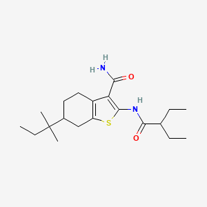 molecular formula C20H32N2O2S B10900283 2-[(2-Ethylbutanoyl)amino]-6-(2-methylbutan-2-yl)-4,5,6,7-tetrahydro-1-benzothiophene-3-carboxamide 