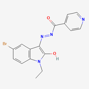 N'-[(3E)-5-bromo-1-ethyl-2-oxo-1,2-dihydro-3H-indol-3-ylidene]pyridine-4-carbohydrazide