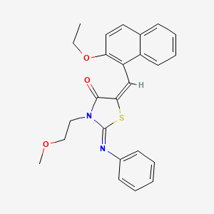 molecular formula C25H24N2O3S B10900345 (2Z,5E)-5-[(2-ethoxynaphthalen-1-yl)methylidene]-3-(2-methoxyethyl)-2-(phenylimino)-1,3-thiazolidin-4-one 